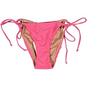 J. Crew Curved-waist cheeky string bikini bottom with beads‎ Tea Rose M NWT